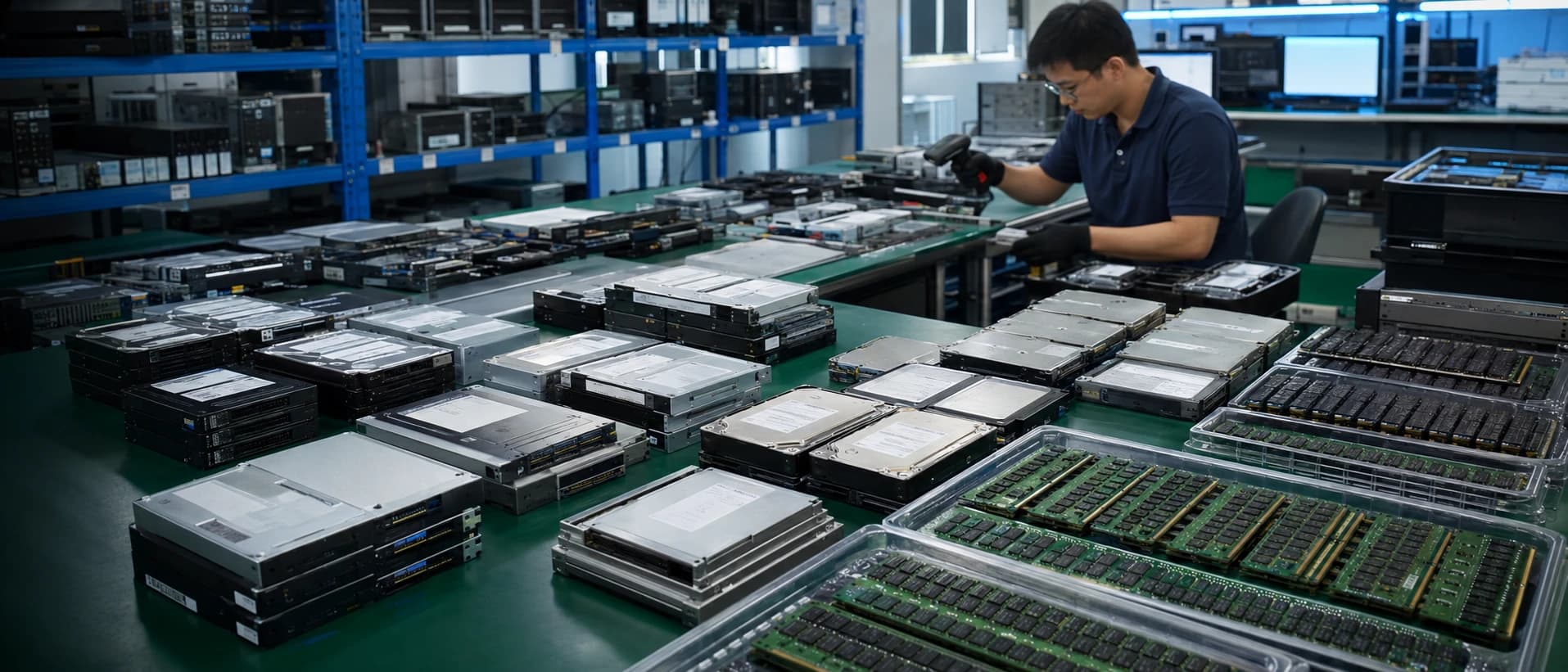 ASTER RACKIT-style enterprise SSD, HDD and ECC memory inventory visual
