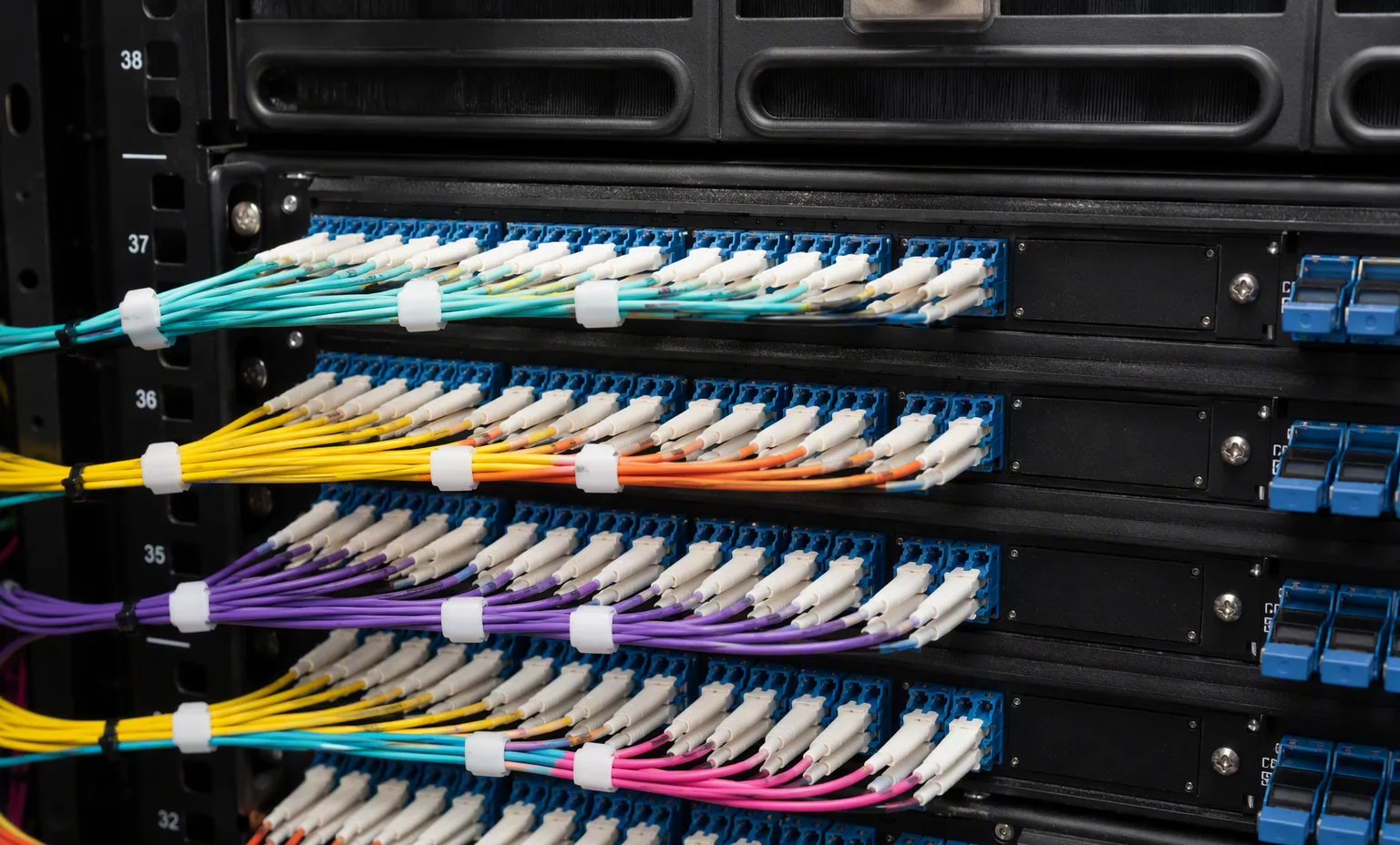 Fiber patch panel in the rack