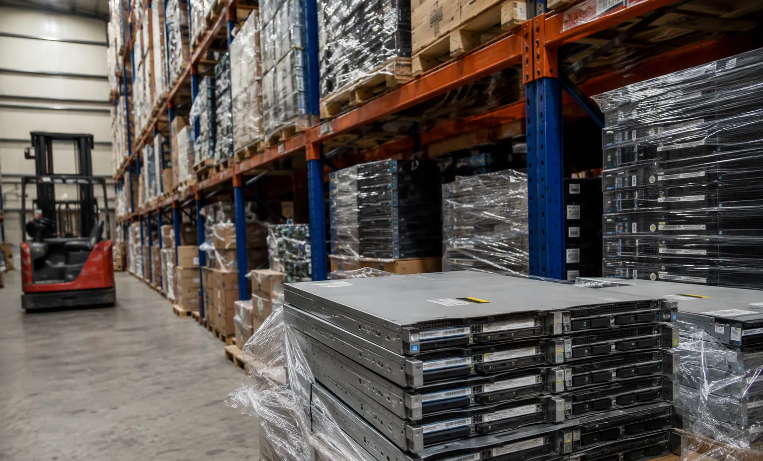 Palletized stock in the warehouse